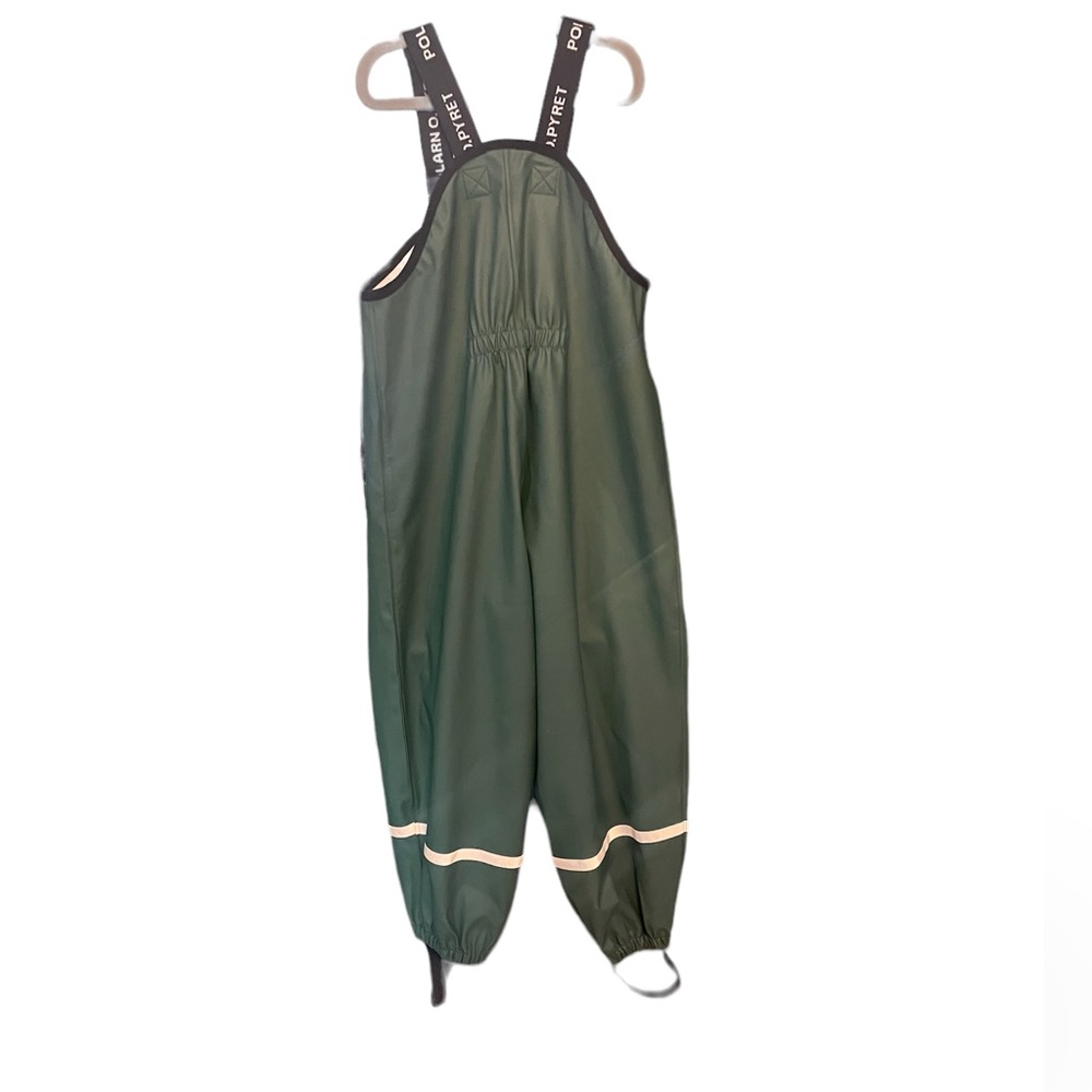Polarn O. Pyret, never worn, waterproof suspender rain pants, size 6-8 yrs